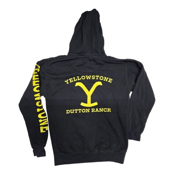 Yellowstone Dutton Ranch Hoodie Pullover Graphic Print Black Size M - Picture 2 of 7
